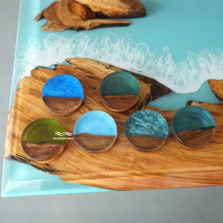 Handmade Resin Coaster Set – 6 Pieces | Waterproof & Heat Resistant Table Decor