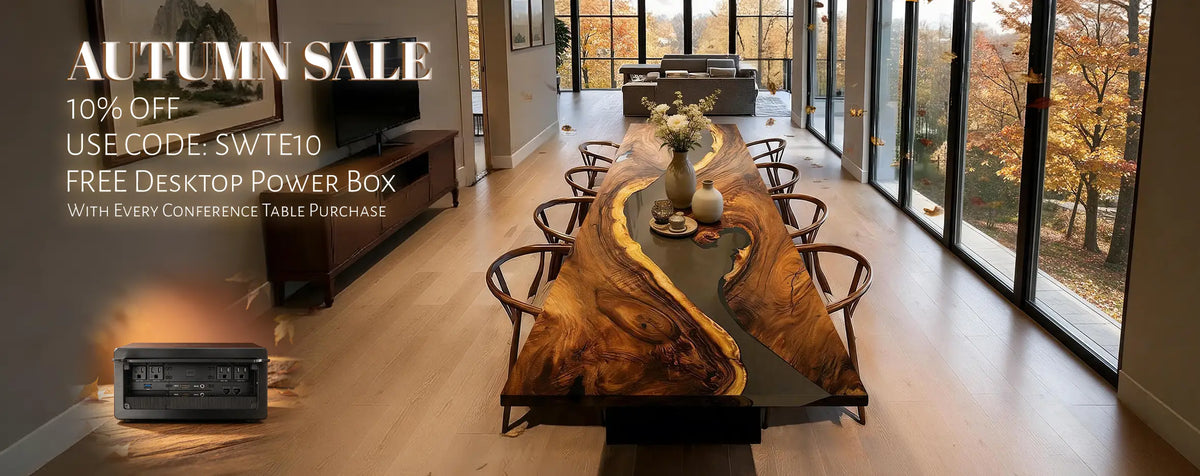 SeawaveTable Fall Sale – Save 10% on custom epoxy resin tables with promo code SWTE10.