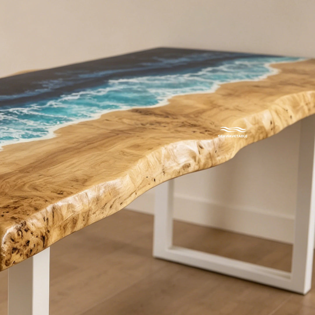 Shoreline-inspired resin entryway table CRT-344 for coastal luxury interiors
