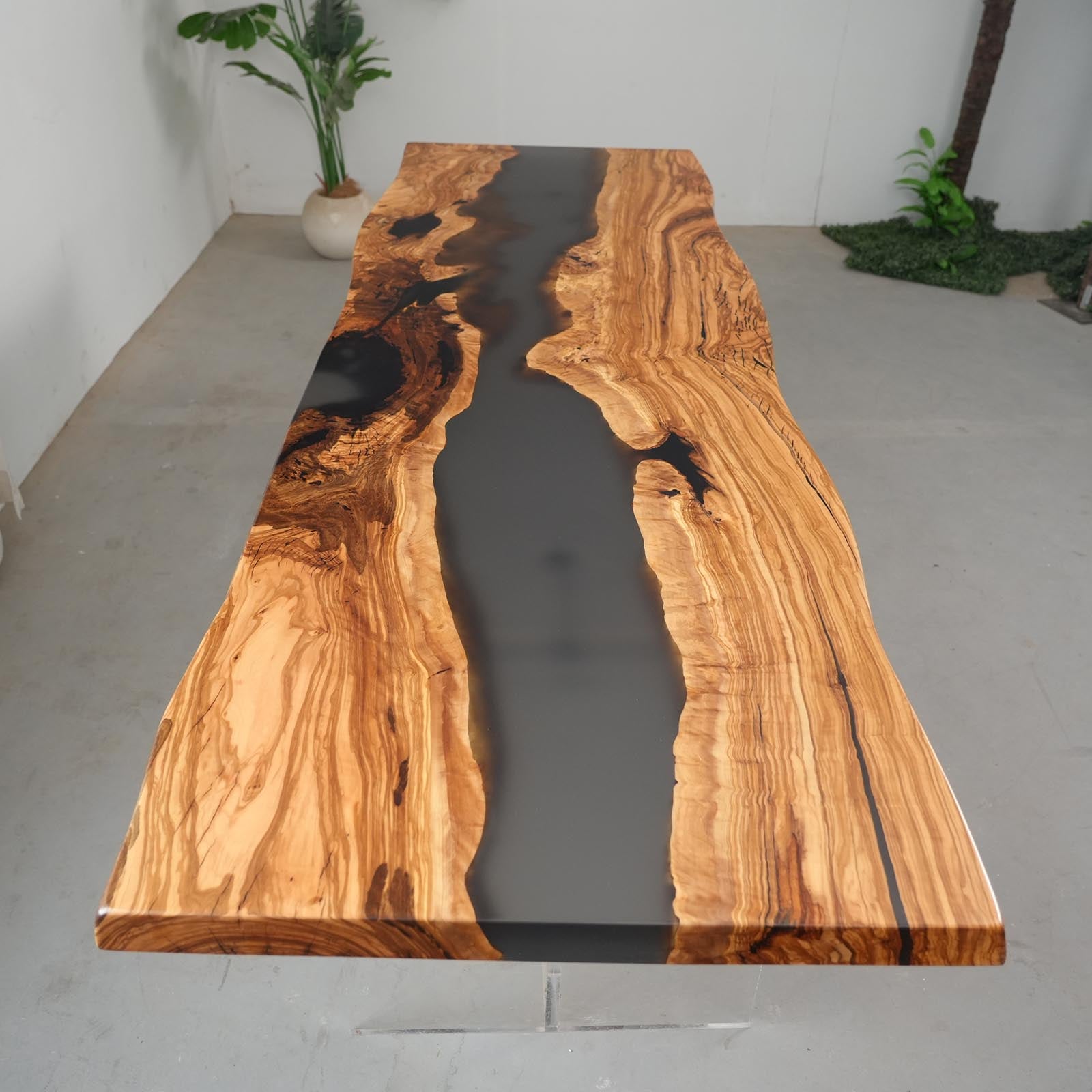 Olive wood board sanded smooth, ready for resin pouring.